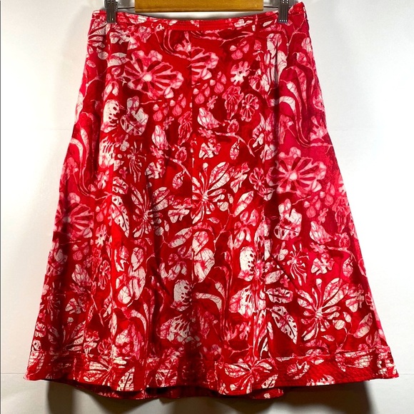 Royal Robbins 100% Cotton Red A-Line Midi Skirt - Picture 1 of 8